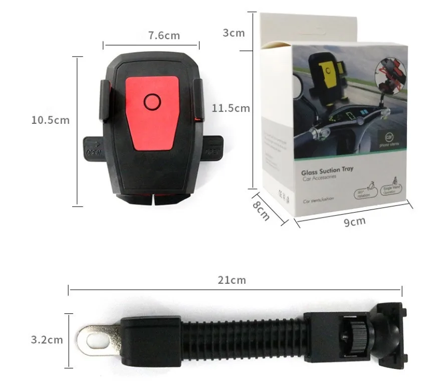 

360 degree rotation motor bike mount phone holder Rechargeable universal GPS mobile phone holder