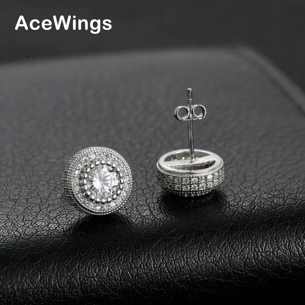 

SE001 925 Sterling Silver Earrings Men And Women Stud Earring Hip Hop Jewelry Gift