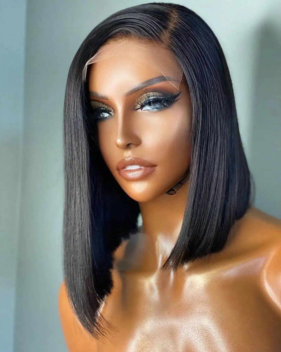 

Cheap Factory Price Top Quality Brazilian Cuticle Aligned Human Hair Straight Bob Hair Texture Closure Wigs For Women