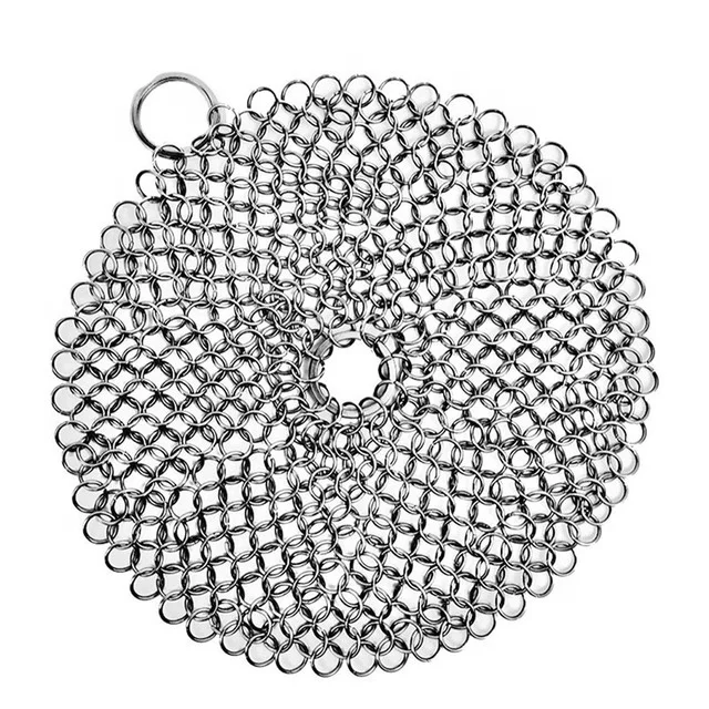 

Cast Iron Cleaner XL 7x7 Premium Stainless Steel Chainmail Scrubber, Stainless steel color