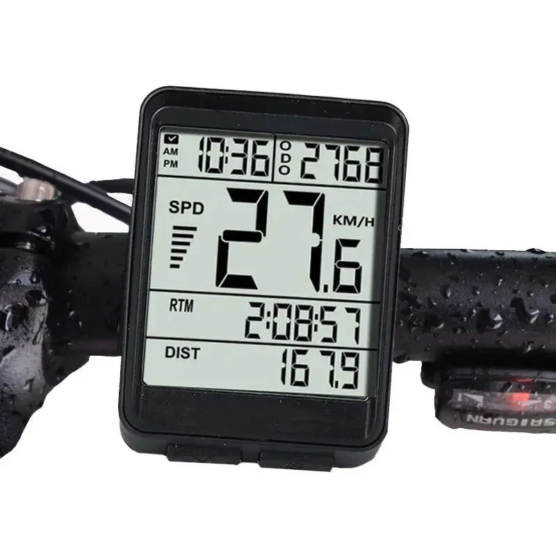 

Bicycle Speedometer Wireless Waterproof Cycling Computer LCD Backlight Automatic Wake-up & Multi-Functions Bike Odometer, Black