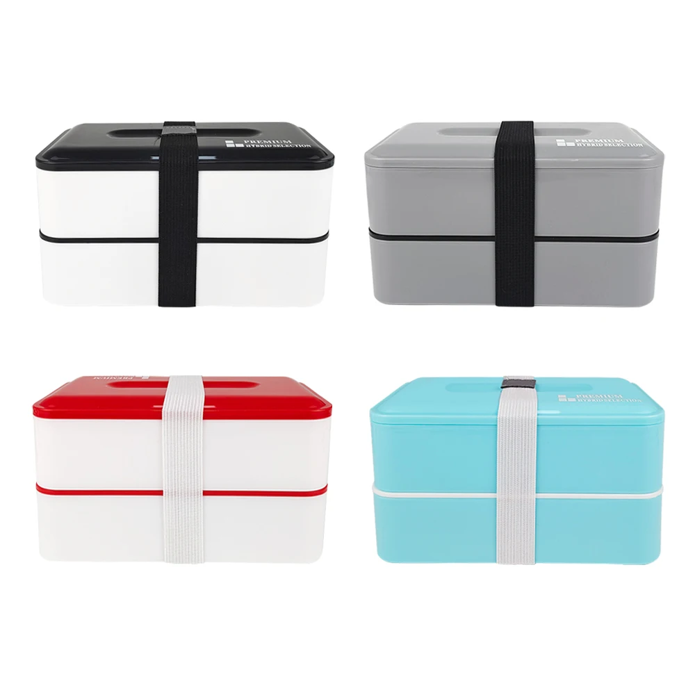 

IKITCHEN Food Grade PP bento box Plastic thermal tiffin kids bento lunch box 1200ml double layers tiffin box for kids and adults, Customized color