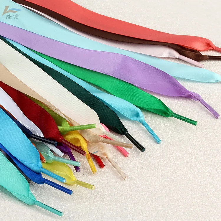 

Fashion Custom Multi Colors Flat 2cm Wide Ribbon Satin Shoelaces for Girls, Follow pantone color chart