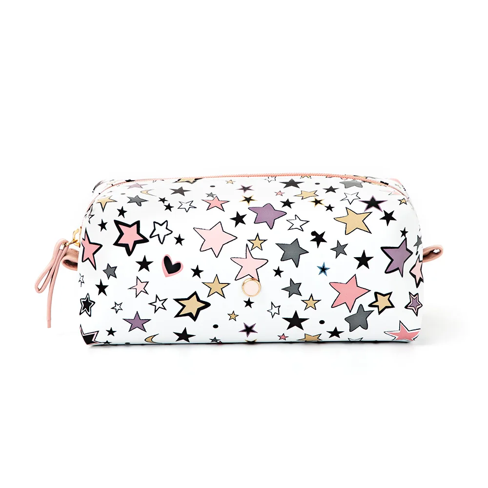 

Star Pattern Makeup Pouch Toiletry Cosmetic Bag for Women Teens Accept Customized Logo Woman Girl Lady PU Zipper High Qality OEM