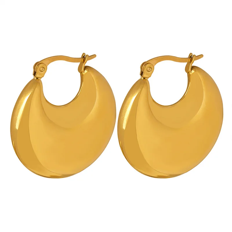 

Fashion Hypoallergenic Jewelry 18k Gold Plated Tarnish Free Waterproof Stainless Steel chunky statement Hoop Earrings YF3469