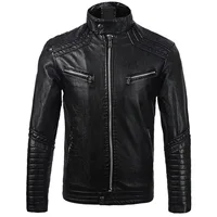 

black mens jacket leather motorcycle military style casacas de cuero hombre winter fleece leather jackets