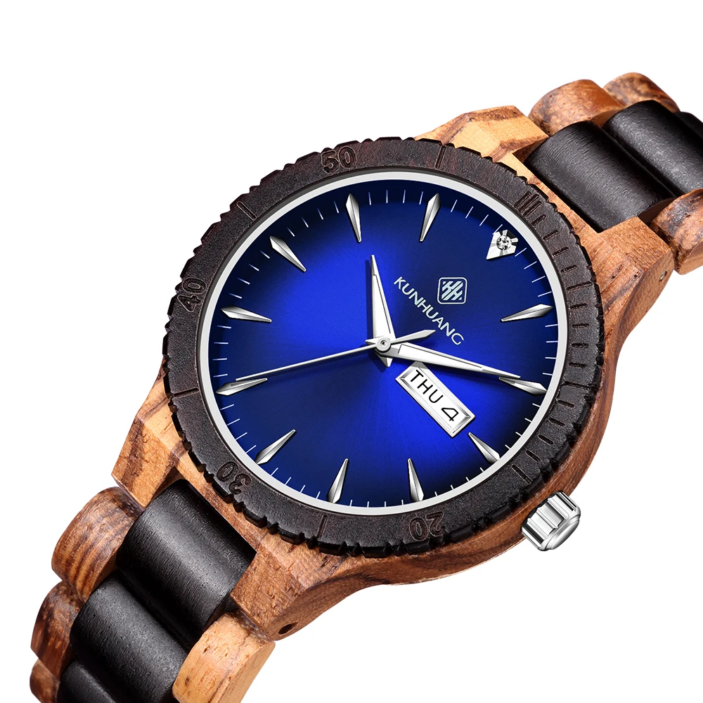 

2021 new men round fashion wooden wristwatch for men and women, Red, blue, green
