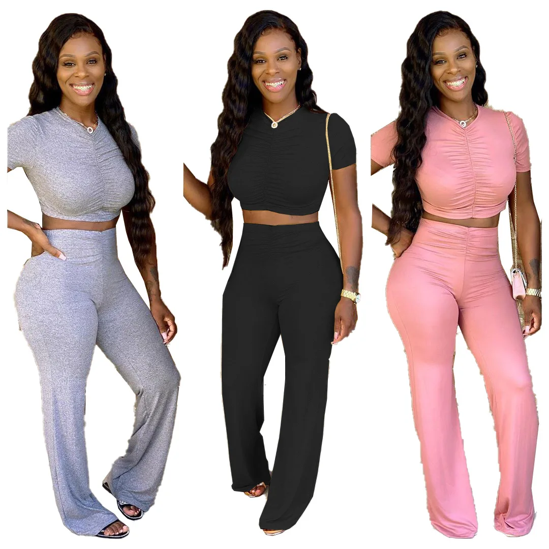 

XY-9050 Sexy Women'S Suit Pleated Tight-Fitting Flared Trousers Two-Piece Suit