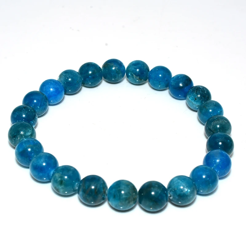 

NAPOLN Natural Stone Beads High Grade 4/6/8/10/12 mm Apatite Bracelet, Light blue