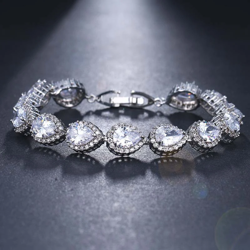 

Drop Cubic Zirconia Bracelet Wedding Bridal Womens Valentine Gift Women Cubic Zirconia Wedding Bracelet