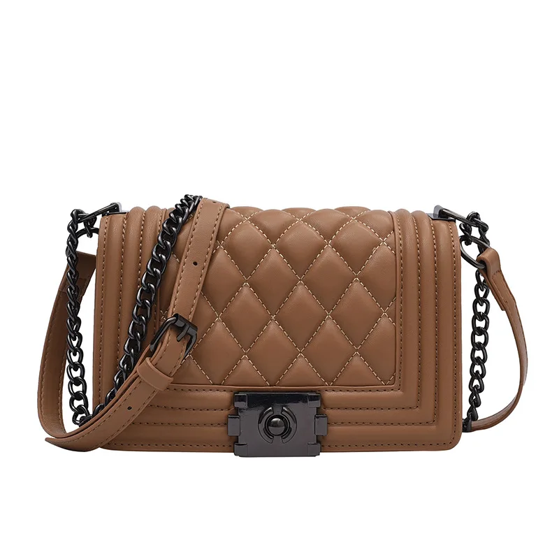 

2021 Lingge Small Messenger Bags Crossbody Women PU Leather Luxury Brand Designer Female Chain Shoulder Bag