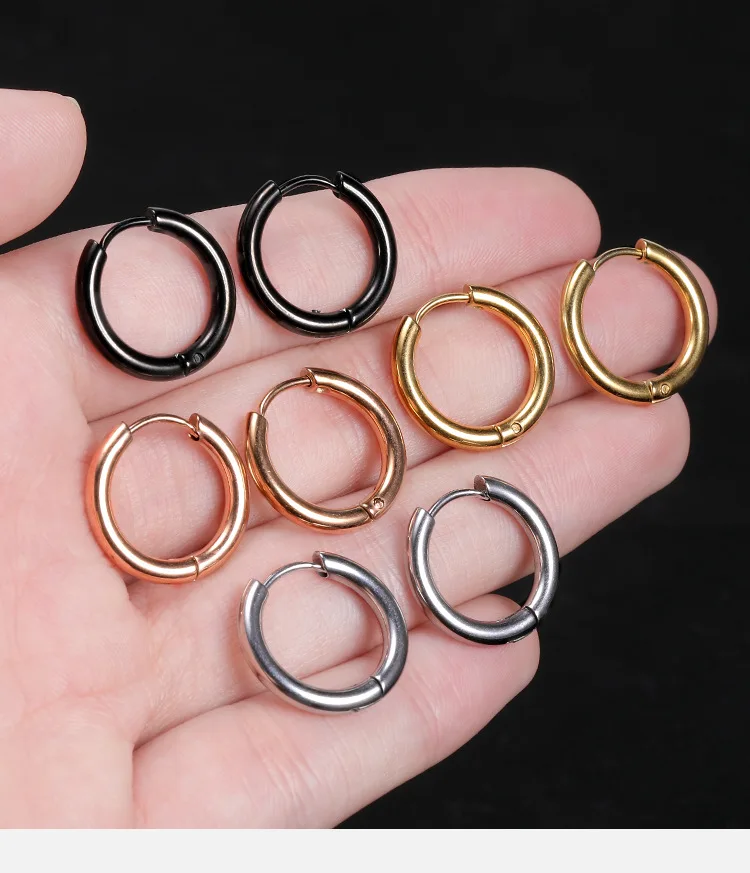 

Fashion Rock Cuff Wholesale Punk Custom Mens Copper New Simple Geometric Hoops Stainless Steel Bts Earrings, Colorful