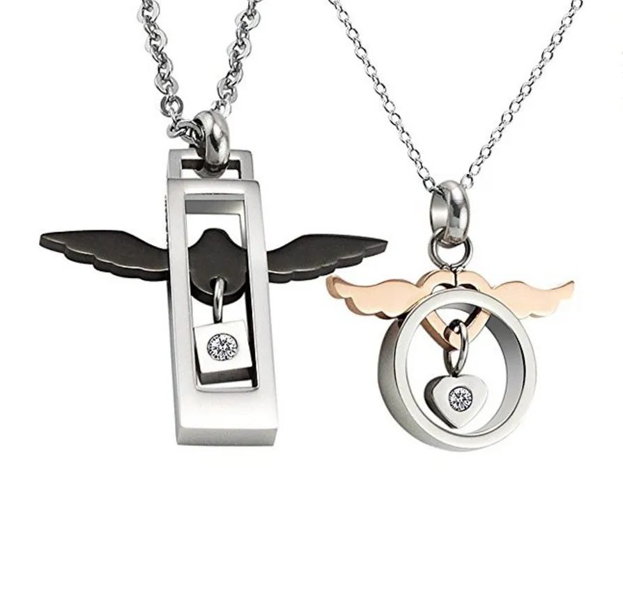 

Fashion latest angel couple titanium steel necklace, As picture