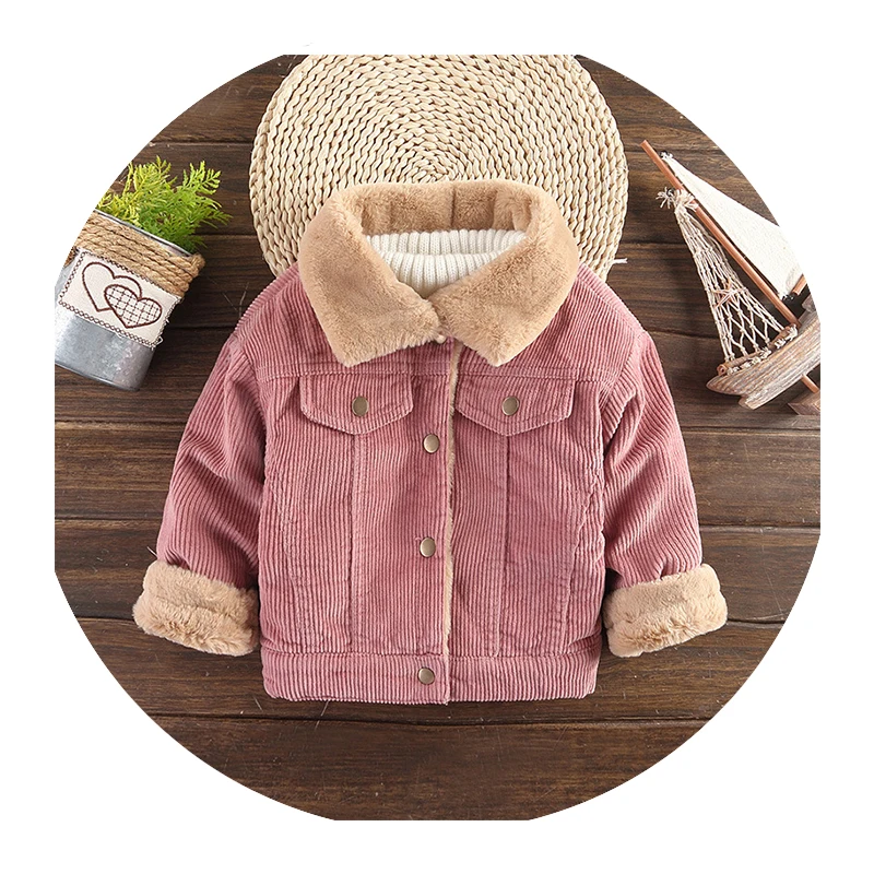 

Wholesale winter children girl cotton-padded clothes thicken kids corduroy jackets fleece warm coat