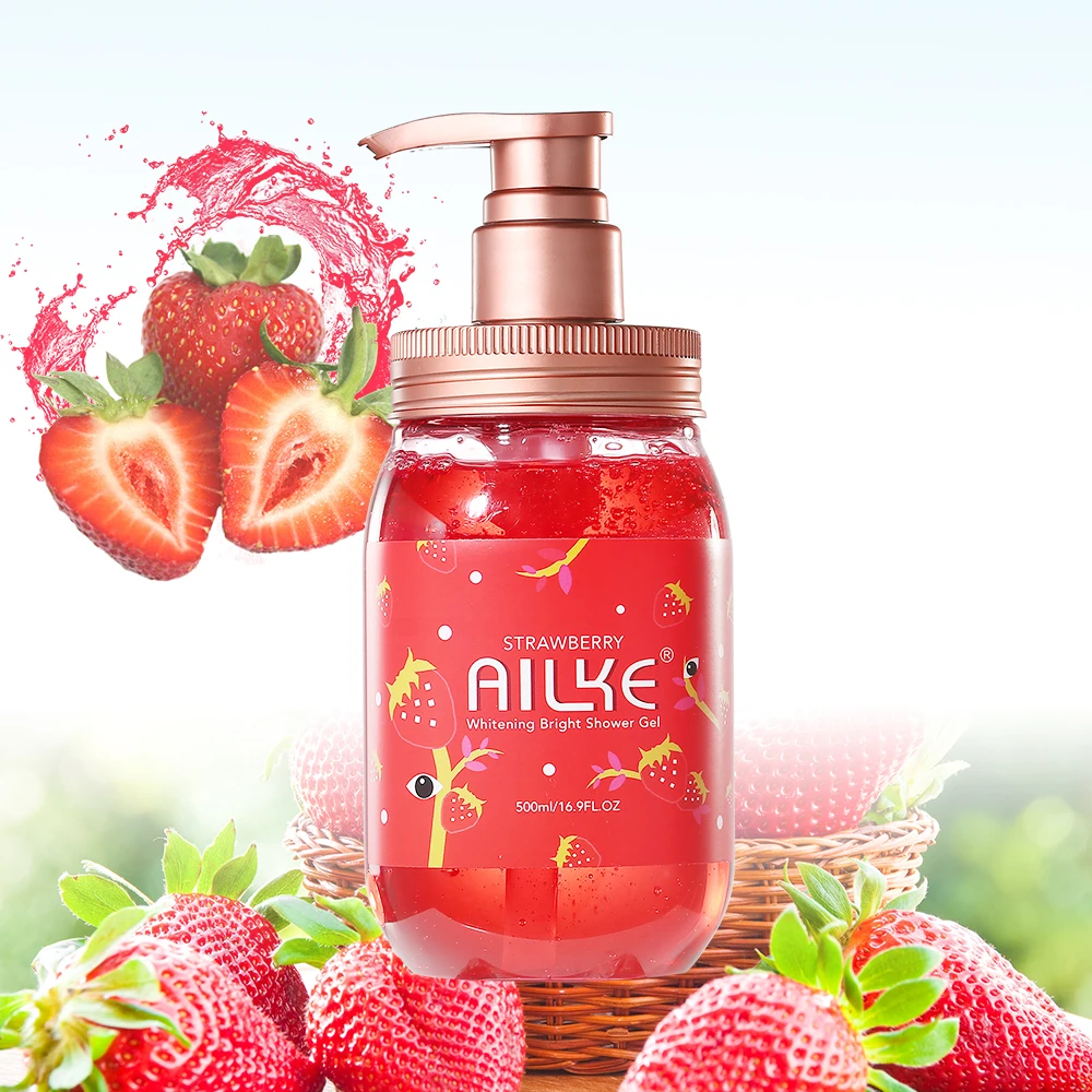 

AILKE Private Label Strawberry Whitening Cleaning Shower Gel Shampoo