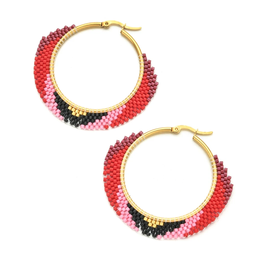 

New Jewelry Ethnic Vintage Handmade Beads Colorful Colors Bohemia Beaded Dangle Earrings Boho For Women