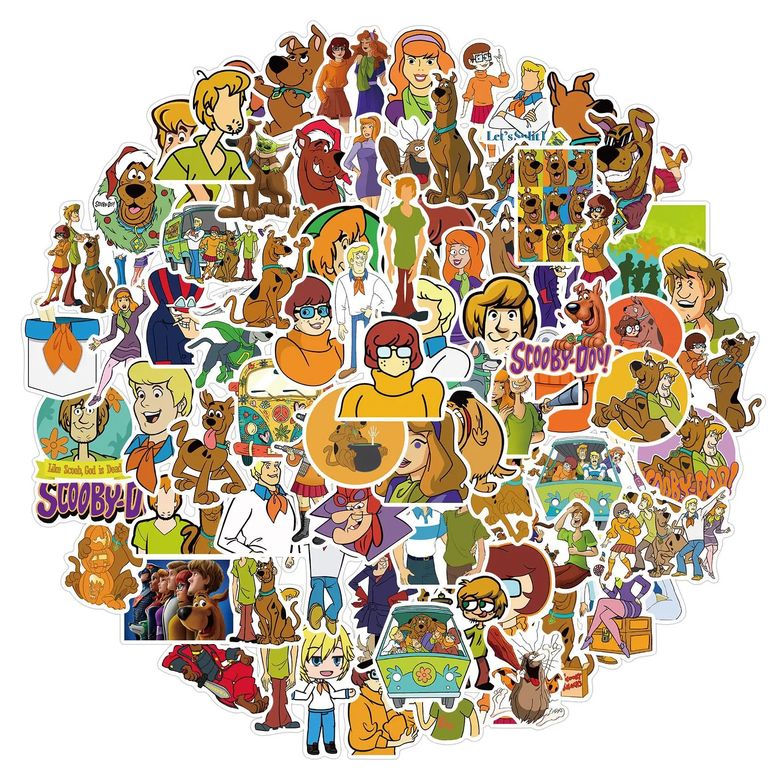 BAIMENG Dessin animé Anime Scooby Doo Autocollants pour Planche à roulettes étanche Moto Guitare Bagages Ordinateur Portable vélo Autocollant Enfants Jouets 50 pièces 