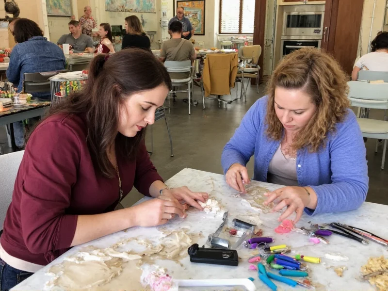Local crafters working on community art project in Coral Gables