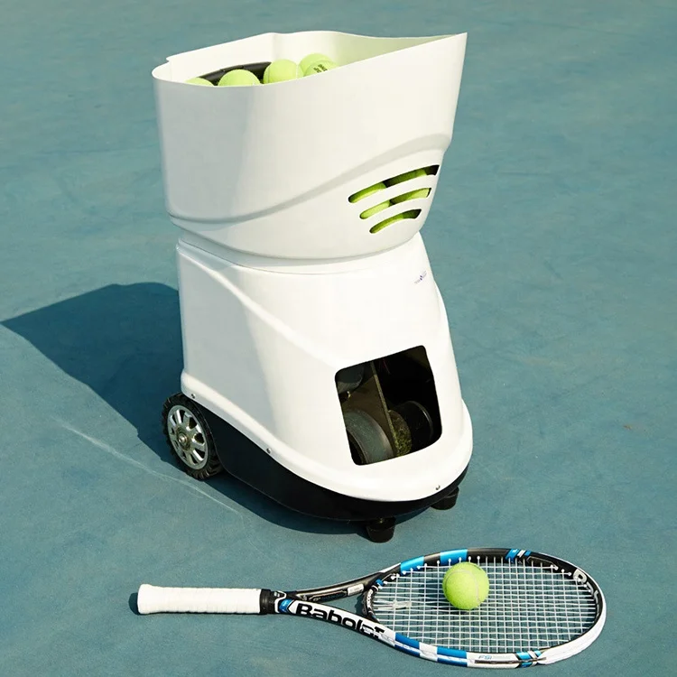 

Machine Training Mobile APP Remote Control Automatic Tennis Ball Launcher, White