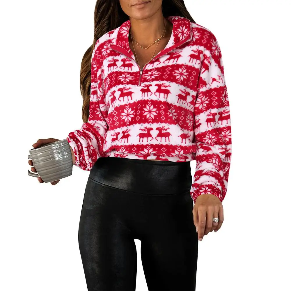 

Christmas sweater women pullover top christmas woman clothing long sleeve ladies tops, White/oem