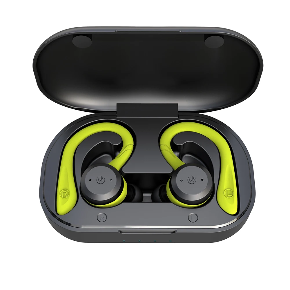 

Kinlan TWS ipx7 waterproof Sport headphone bluetooth 5.0 true wireless earphones earhook TWS earbuds with Charging Case Headset