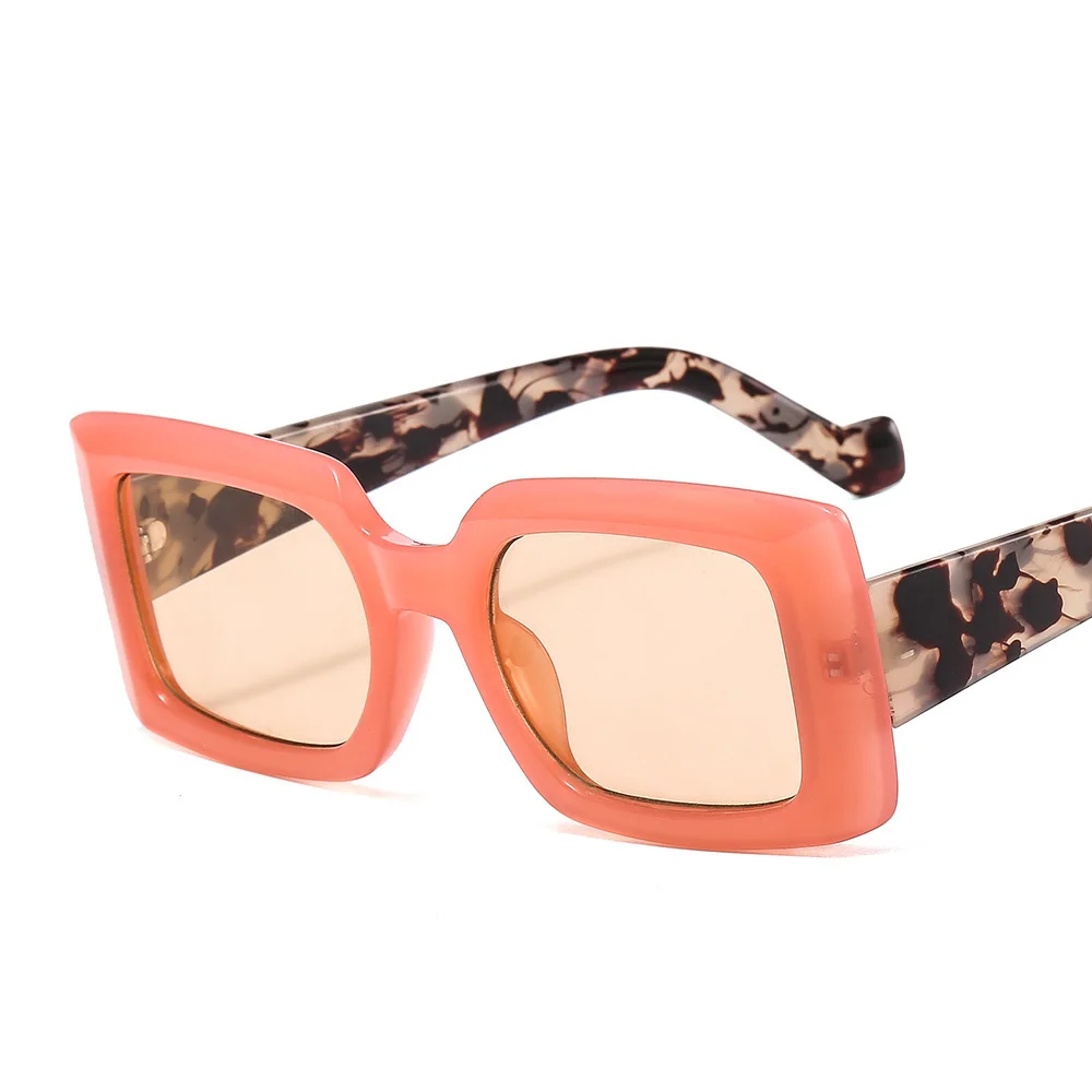 

2021 New Style Modern Sunglasses Match Candy Color Rectangle Sunglasses With Colorful Temple