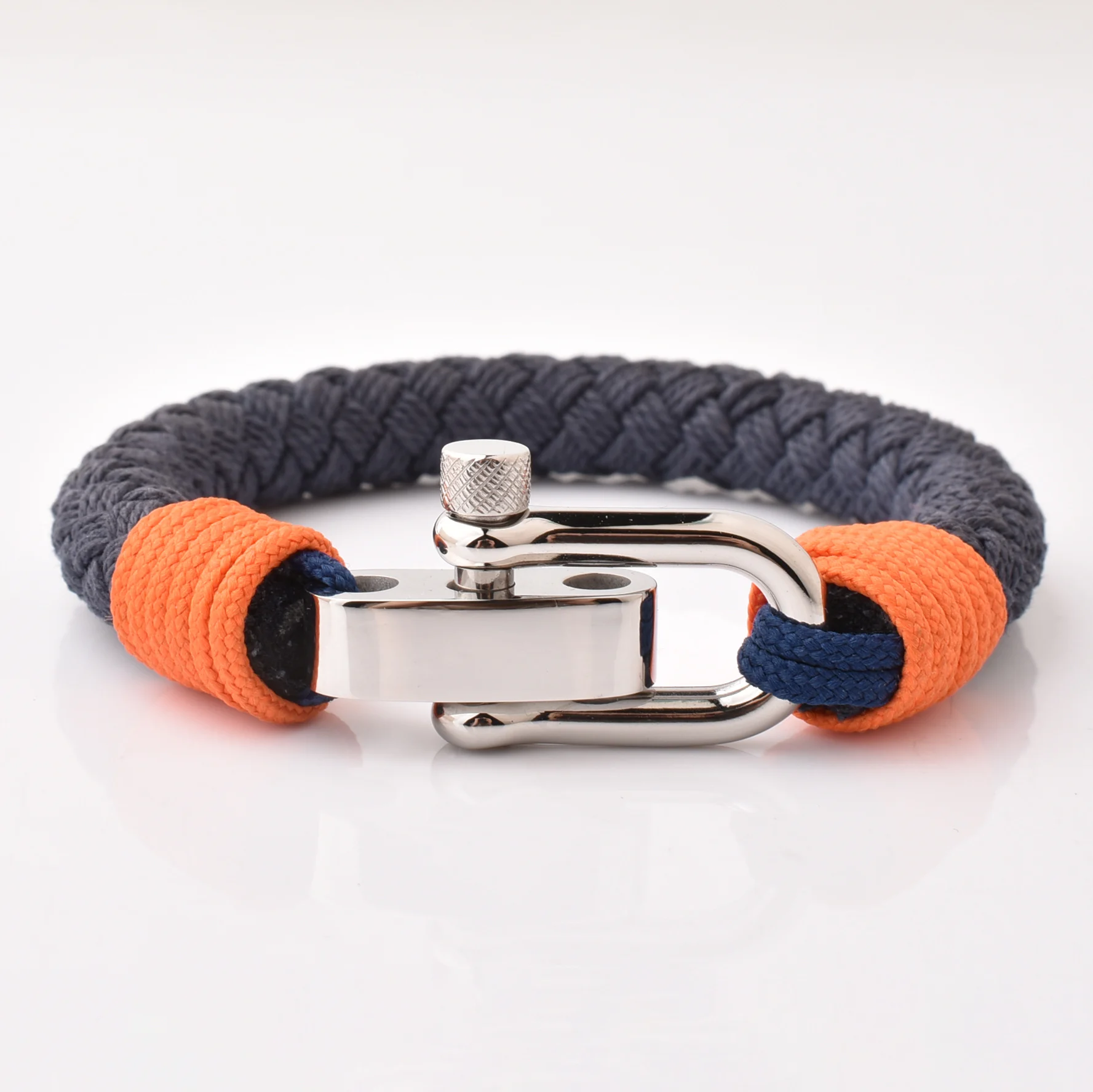 

Personalised Nautical Jewellery Men'S Nautical Blue Rope Bracelet With Adjustable Shackle Clasp