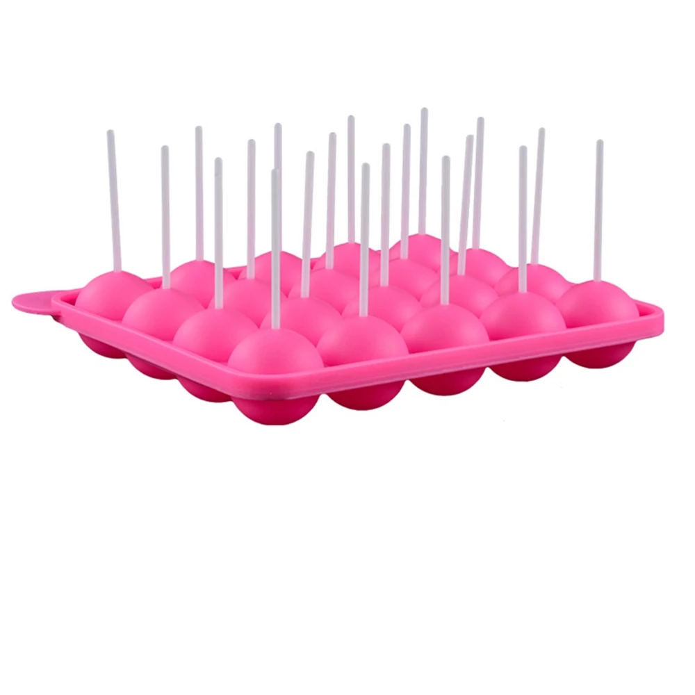 

USSE 20 Holes Chocolate Ball Cupcake Cookie Candy Maker, DIY Baking Tool Silicone Popsicle Mold Stick Tray Cake Mould