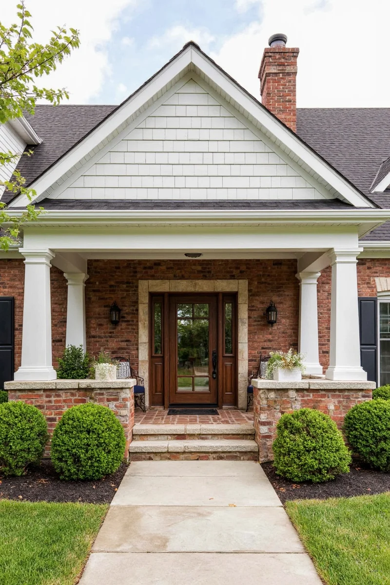 Seasonal front door decor with wreath and pumpkins