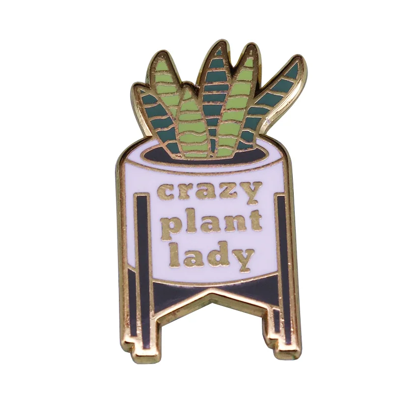 

Crazy Plant Lady Brooch Leaf Pin Gardening Gift For Pot Culture Lover