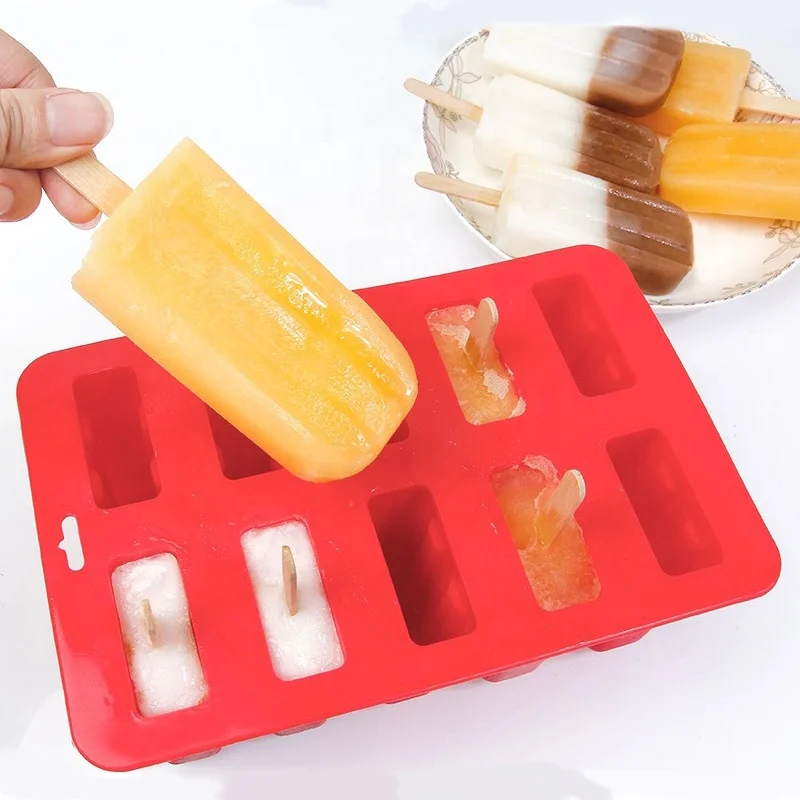 

Moldes Para Paletas De Hielo Basic Design Food Grade 4/10 Cavities DIY Silicone Popsicle Ice Cream Mold with Lid, Red, blue, pink, white, customizable