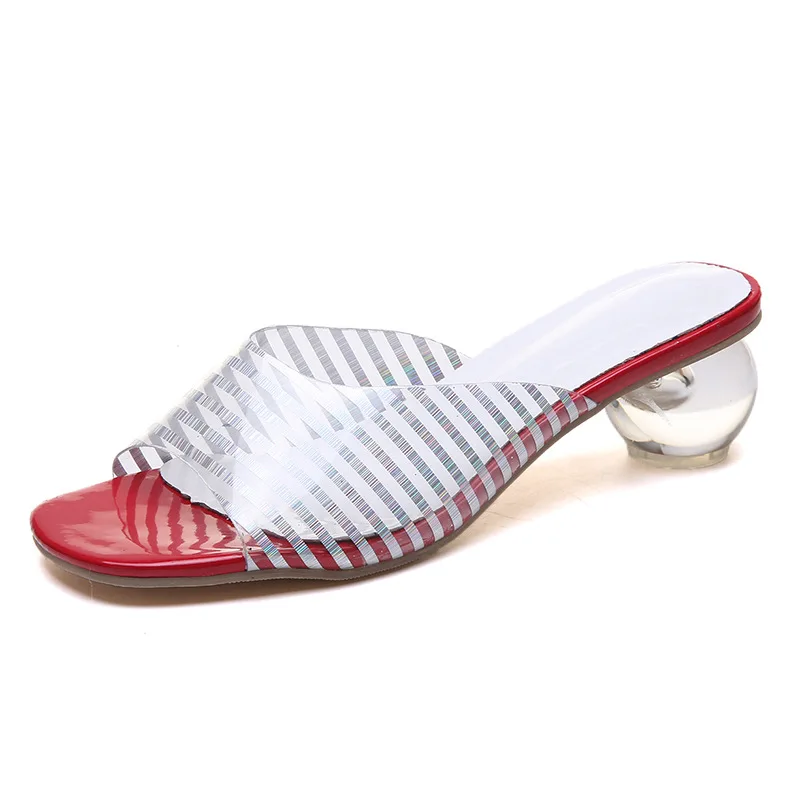 

INS Fashion Ladies Sandals And Slippers Open-Toe Transparent Crystal Shaped Heels Women Jelly Shoes