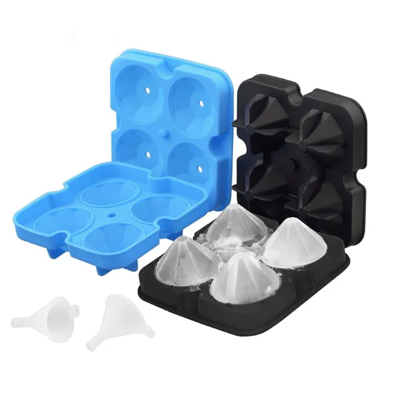 

4 Cavity Silicone 3D Diamond Shape Ice Cube Mold Tray