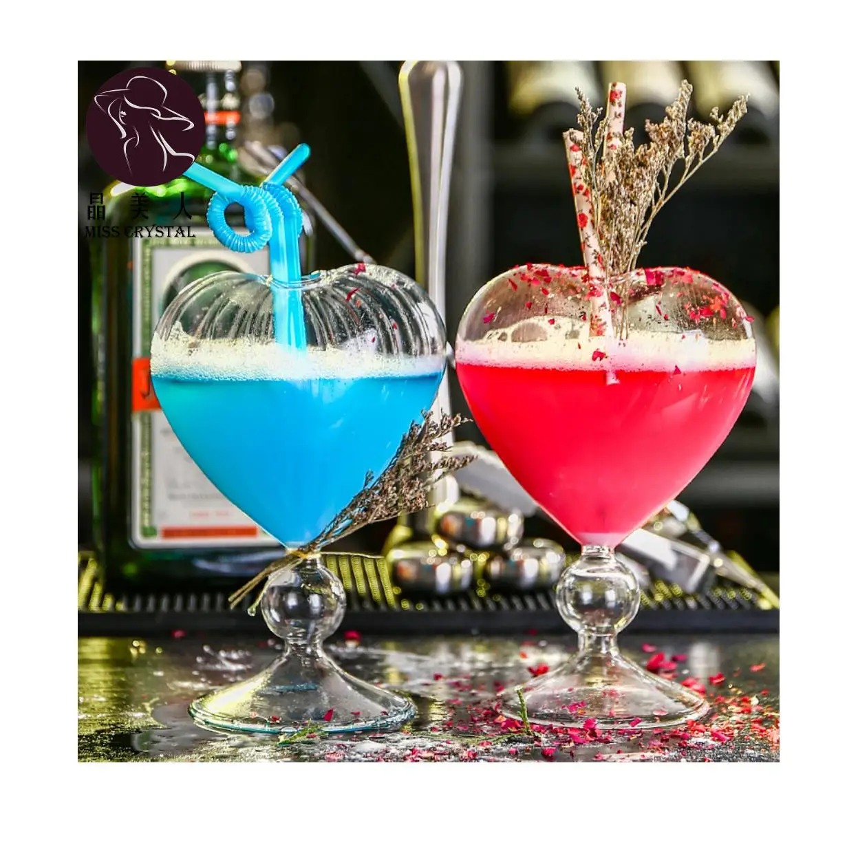 

Amazing Beatiful Pretty Heart-shaped Goblet Glasses Lead-Free Glass Bubble Cups Scrub Cocktail Slanted Martini Cup, As picture