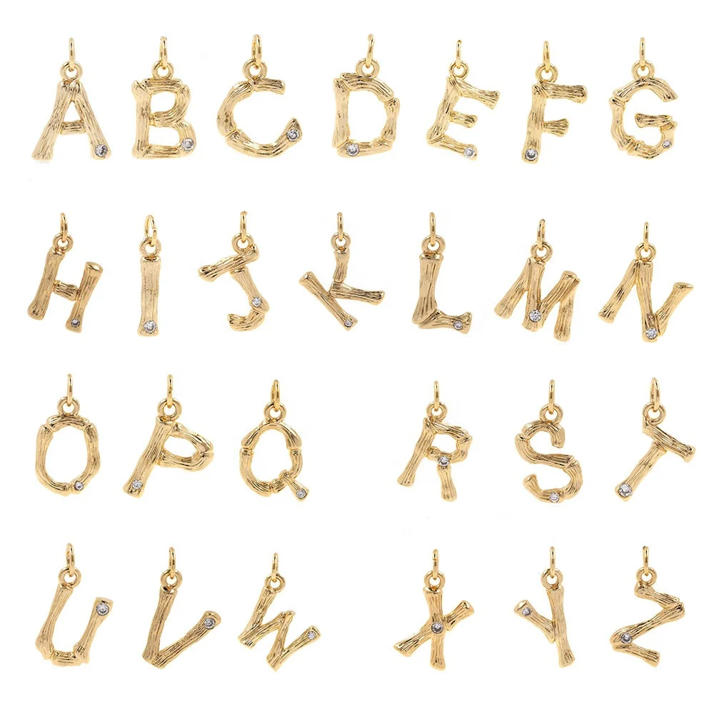 

Gold brass cz zircon beads jewelry findings initial jewelry for personalized letter necklaces