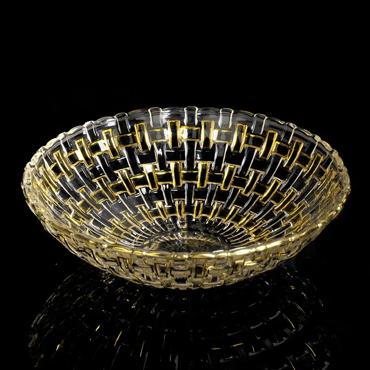 

crystal glass fruit bowls wholesale decorative bowl high quality tableware, Gold