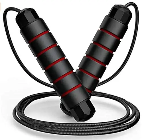 

Wholesale Adjustable Steel Jump Rope with Foam Handles for Fitness, Black,pink,blue,red