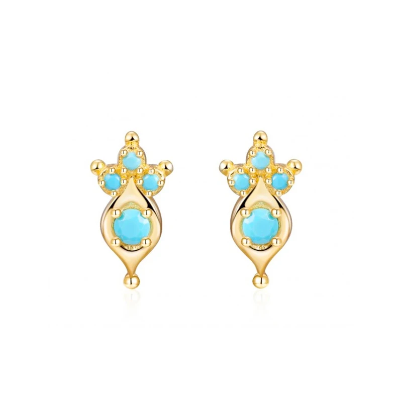 

S925 sterling silver natural turquoise high-end fashion all-match earrings