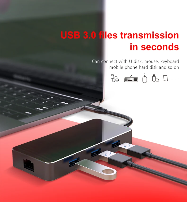 2019 New Design USB Hub Type C 7 in 1USB Adapter For MacBook Air
