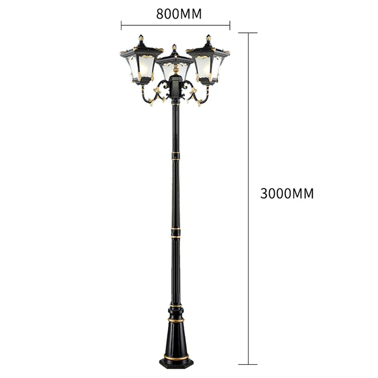 Factory antique lantern top multi-holder high pole light street yard garden post lamp