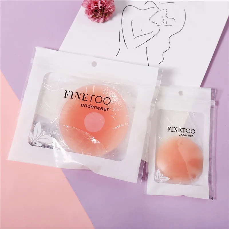 

FINETOO 2021 Women Breast Petals Bra Nipple Covers Push Up Invisible Bra Reusable Breast Adhesive Bra silicone