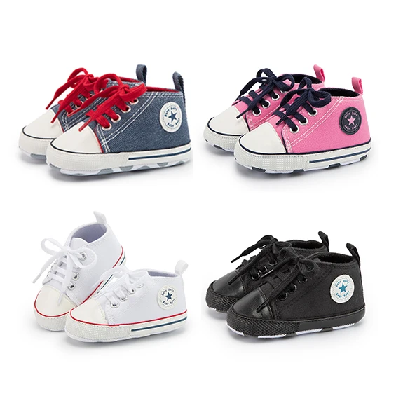 

New fashion Classic Canvas Denim Cotton Soft sole prewalker toddler boy baby shoes, 6 colors