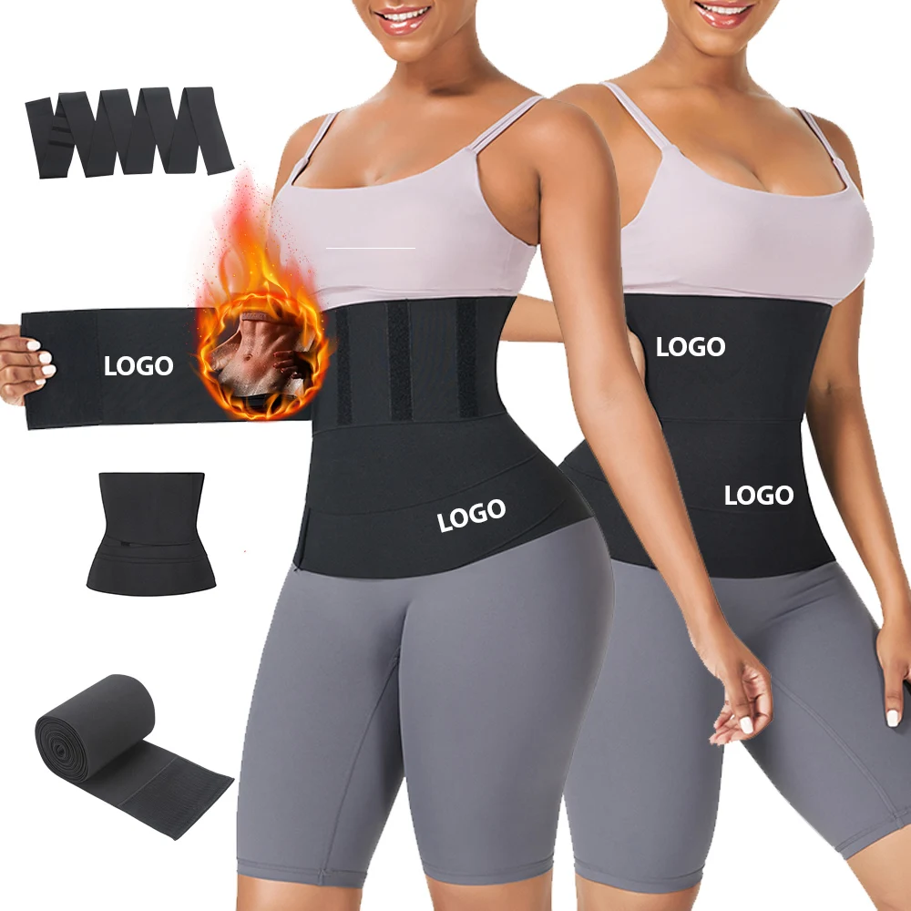 

Custom Logo  Fit All Belt Sweat Waist Trainer Wrap Women Shaper Tummy Control Waist Trimmers, As shown