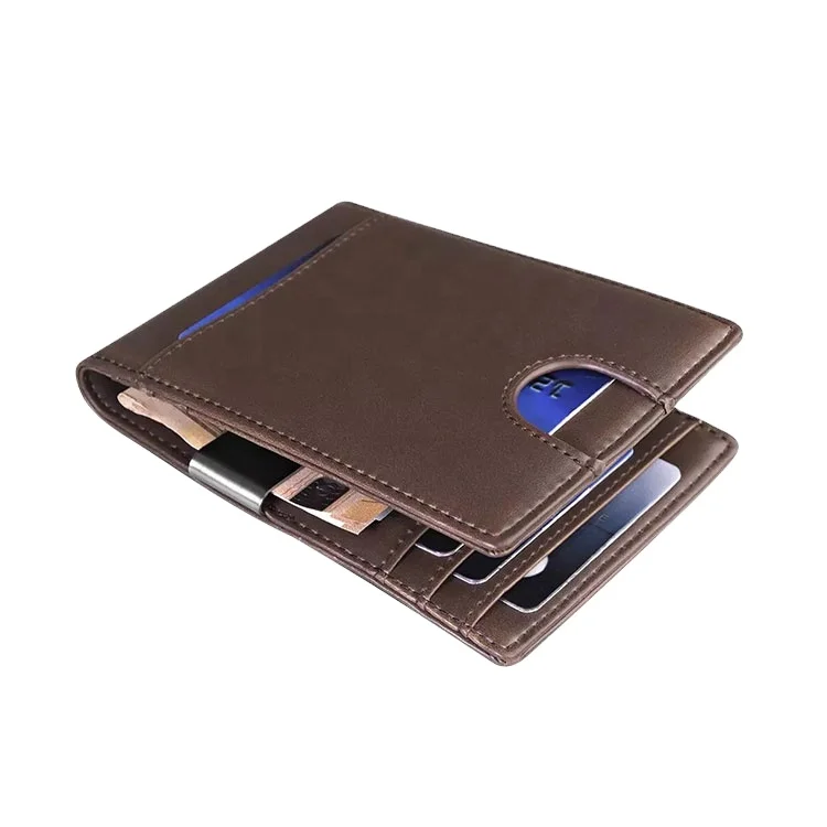 

Genuine leather minimalist mens money clip wallets RFID slim wallet for men