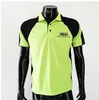 Customized printing style fluorescence polo shirt with contrast color and match button hi vis fabric