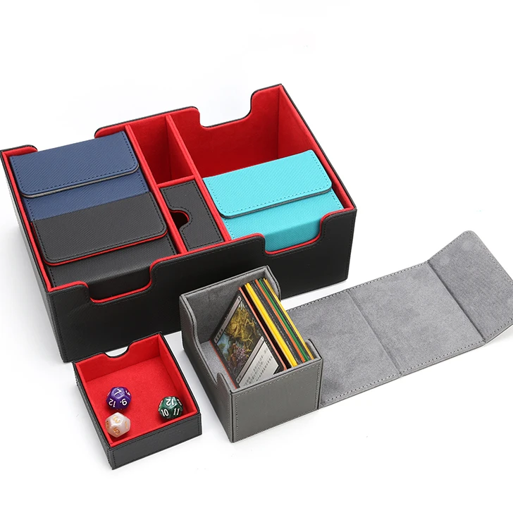 

Wholesale Custom PU Leather Blue Playing Card Trading Card Storage Box Pencil Box Yugioh, Black