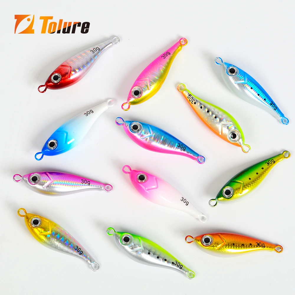 

Tolure new 20g 30g 30D eyes slow sinking fishing lure luminous saltwater metal jig mini jig lure metal lure jig