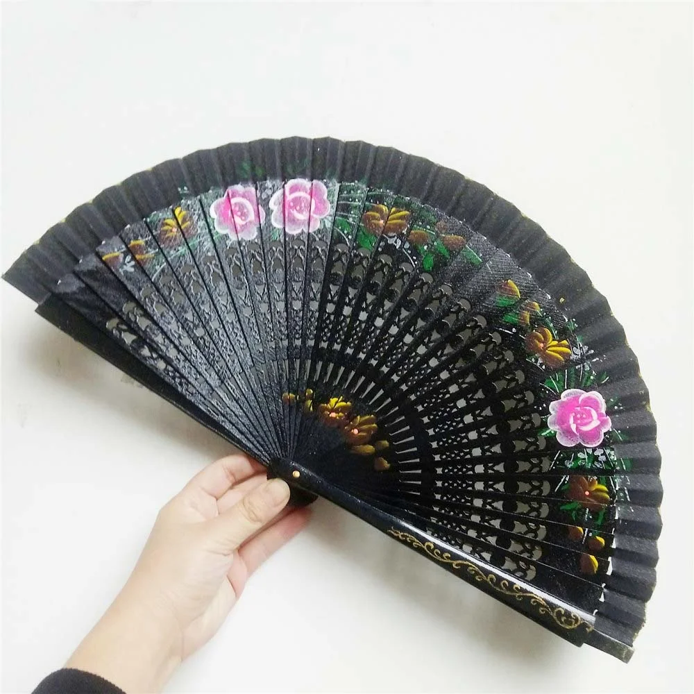 

[I AM YOUR FANS] sufficient stock!Promotional flamenco Spanish hand painted wooden fans spanish