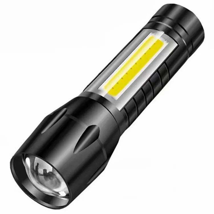 

black zoomable led usb rechargable mini flashlight hunting flashlight multifunction torch light police flashlight oem