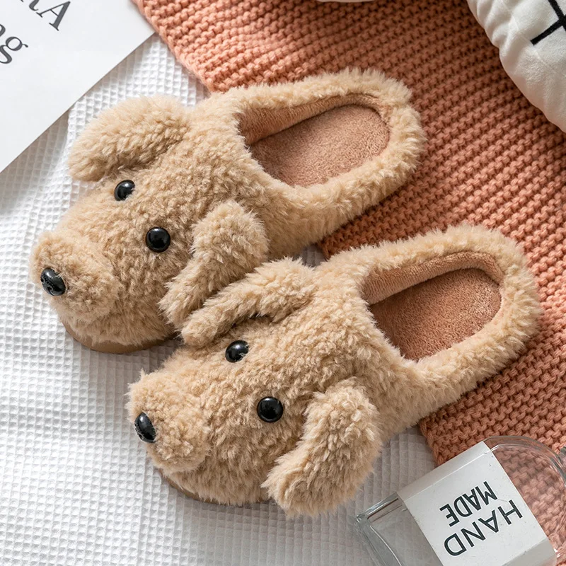 

indoor home plush home slippers personalised slippers winter kids Tactic dog slippers, See figure